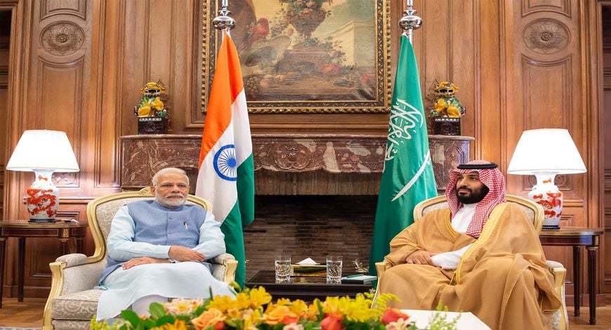 Saudi Crown And PM Modi File Photo