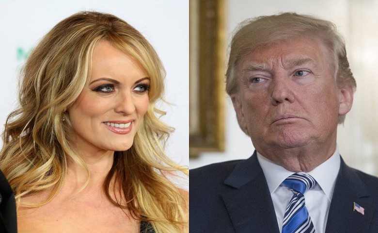 Adult film star Stormy Daniels and Donald Trump