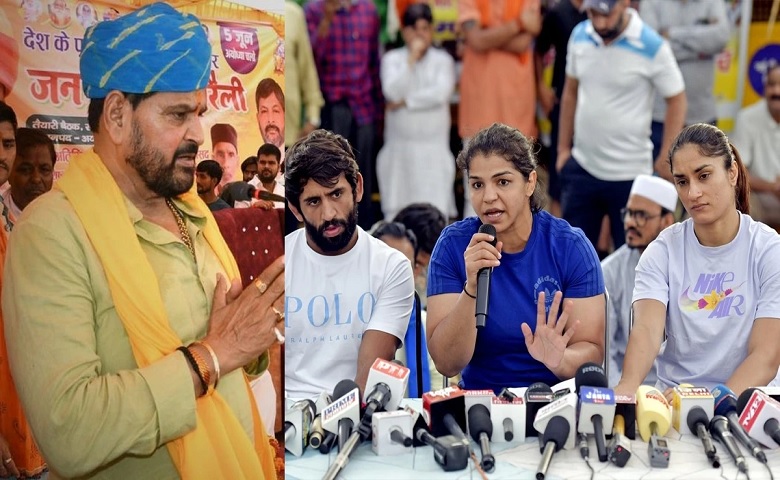 Brijbhushan Singh and Bajrang Punia and Vinesh Phogat