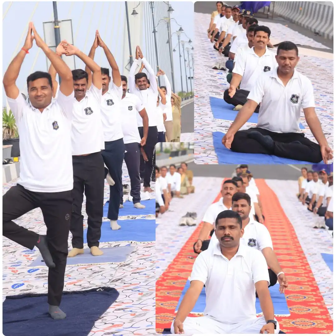સુદર્શન સેતુ ખાતે યોગ દિવસ દ્વારકા પોલીસ - HDNews