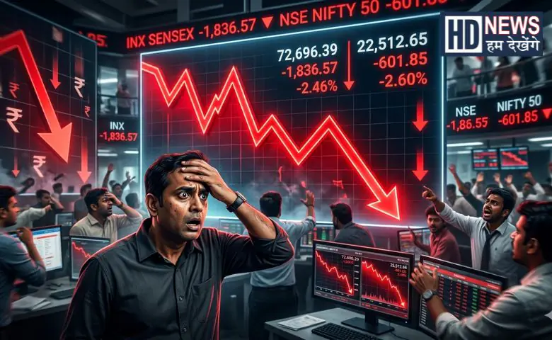 Stock Market ફરી ક્રેશ, 73700ની નીચે આવ્યો સેન્સેક્સ, રોકાણકારોના 14 લાખ કરોડ સ્વાહા hum dekhenge news