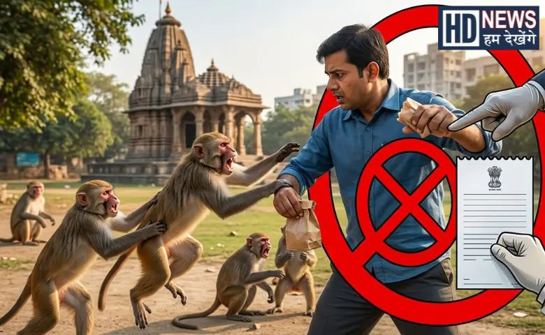 Feeding monkeys and langurs in Ahmedabad, Gujarat is now a punishable offence under the Wildlife Protection Act, 1972. Authorities impose fines up to ₹25,000 amid rising human-wildlife conflict cases