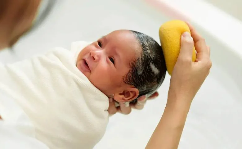 bathing a newborn baby
