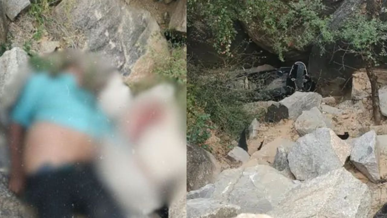 Tragedy at Mehsana’s ‘Mini Pavagadh’: Couple dies after falling from the hill along with their moped.