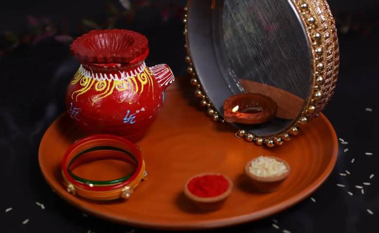 Karva Chauth Kalash besides water